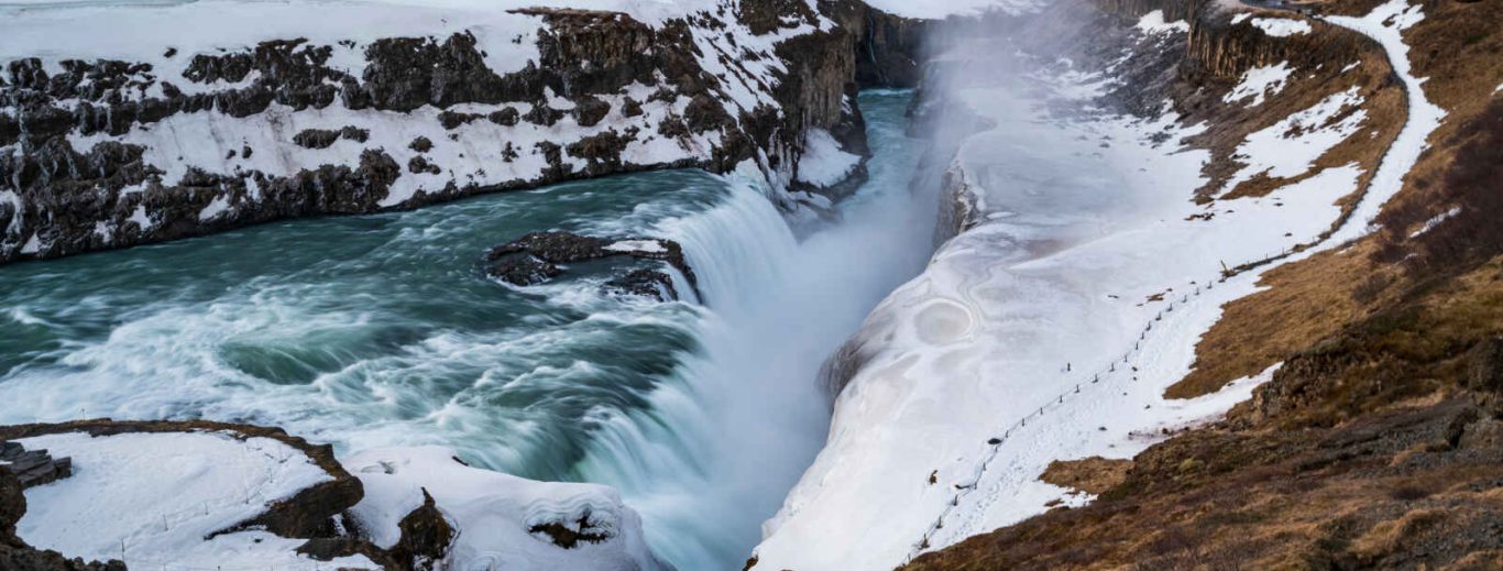 Chute d'eau de Gullfoss en hiver Route du Cercle d'Or Islande