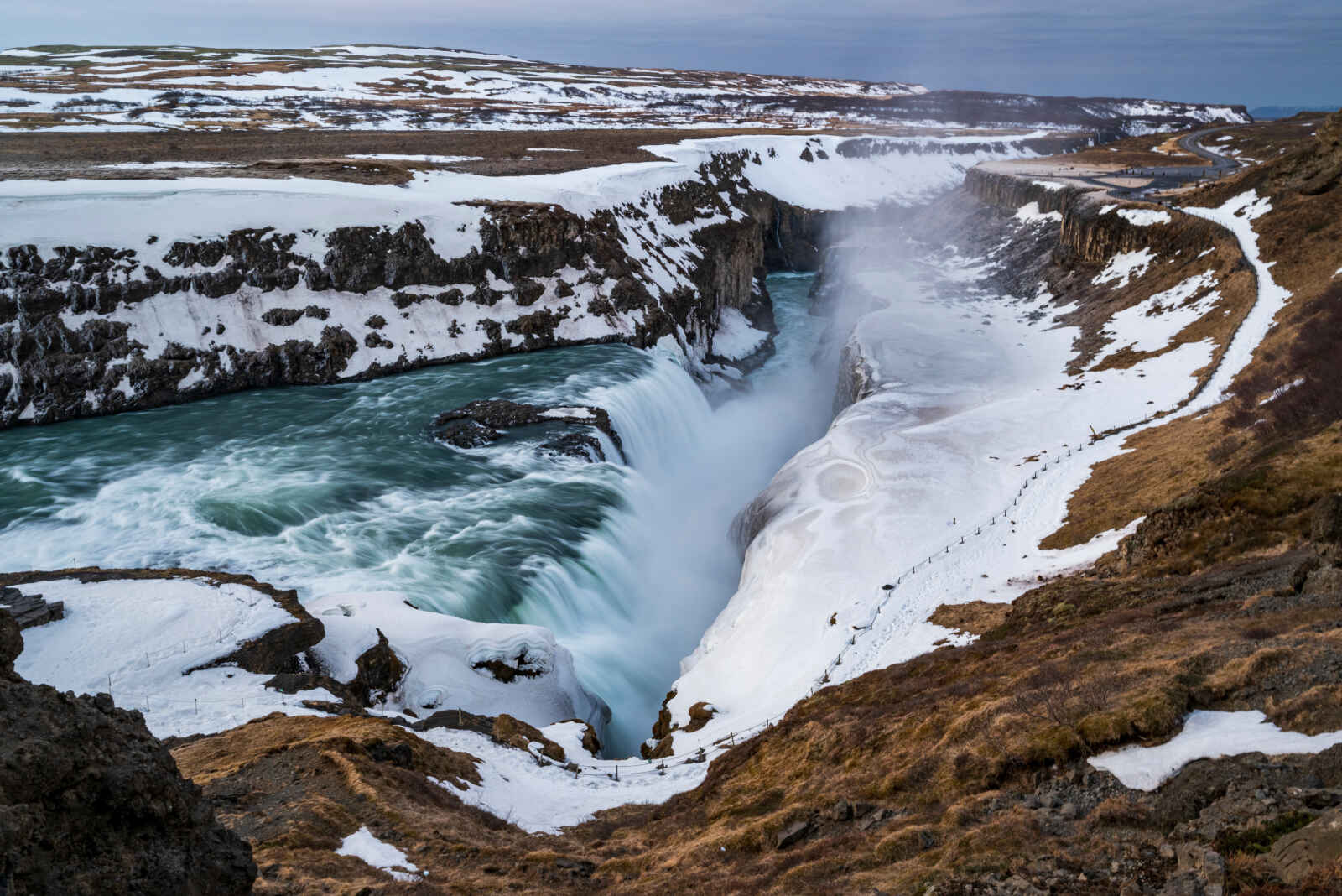 Chute d'eau de Gullfoss en hiver Route du Cercle d'Or Islande