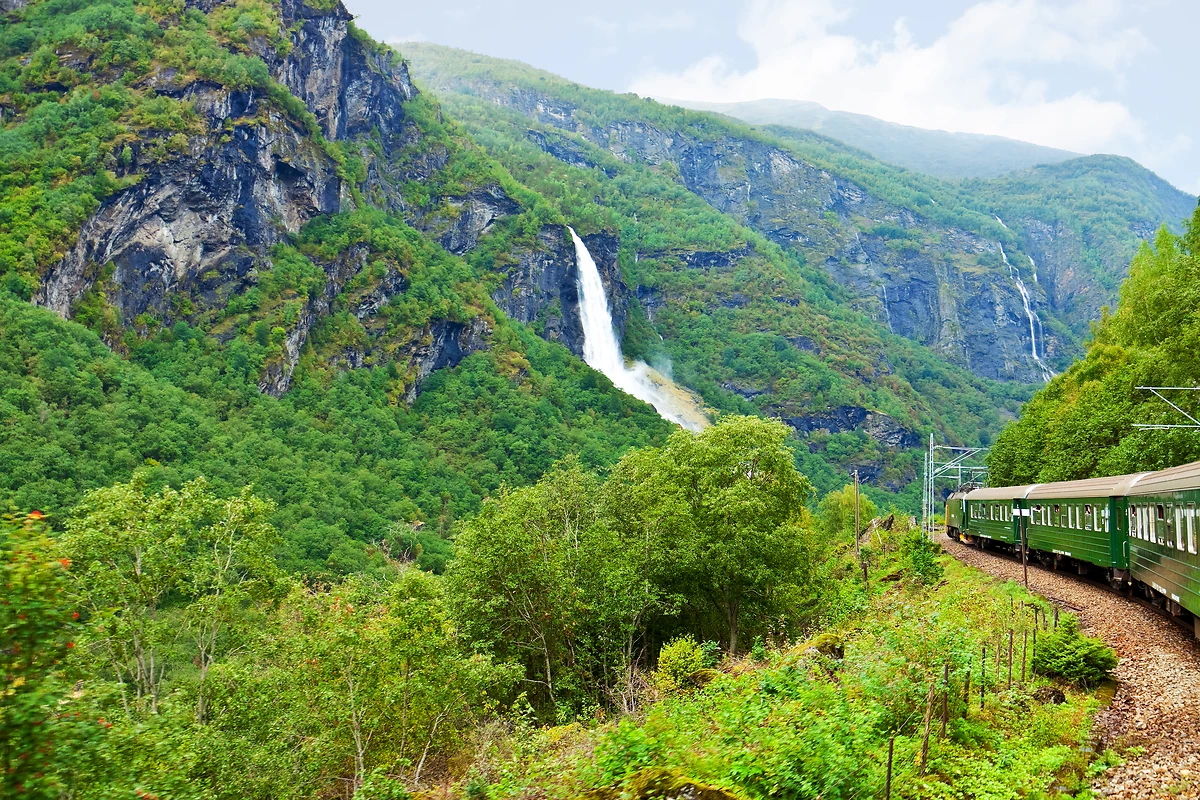 A bord du train panoramique Flåmsbana, Norvège