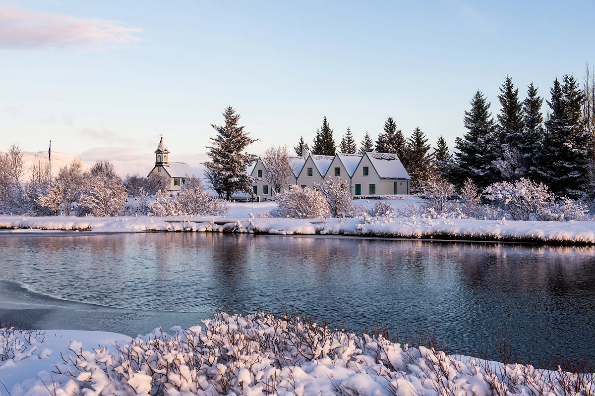 Parc national de Thingvellir sous la neige, Islande